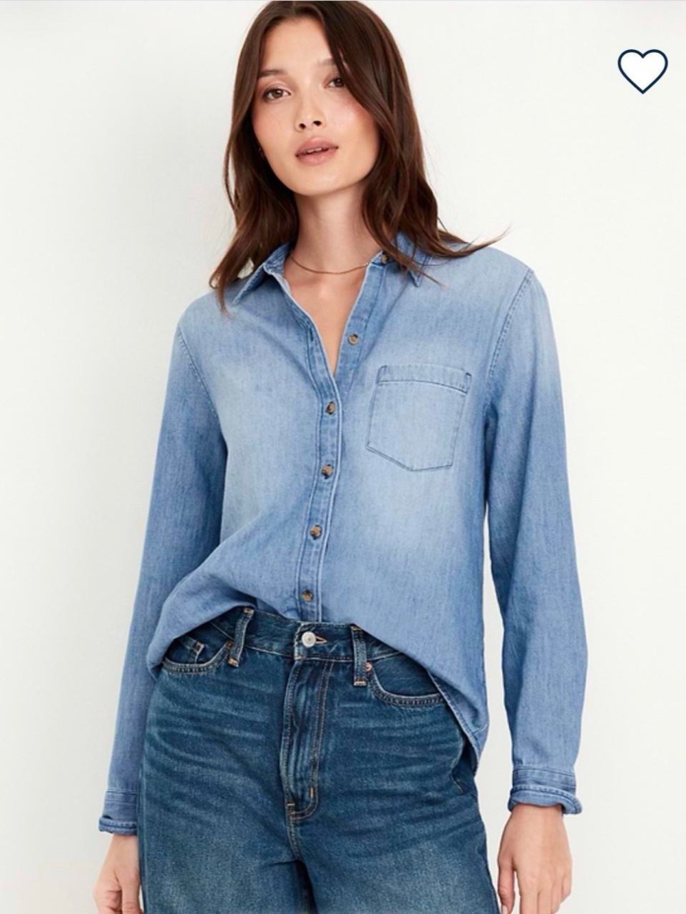 Old Navy Light Blue Denim Shirt - Women's Button-Up Top
